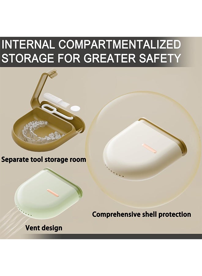 ليمون حافظة تثبيت مزودة بفتحات تهوية، حافظة تقويم أسنان رفيعة قابلة للسحب، متوافقة مع طقم واقيات الفم، تقويم أسنان عصري مع أداة إزالة المثبت وفرشاة. - Image 4