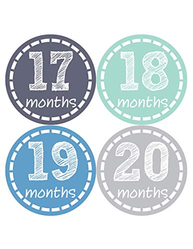 Months In Motion Baby Monthly Stickers - Style 115 (Months 13-24), Blue, Paper, 12 Stickers - Image 2