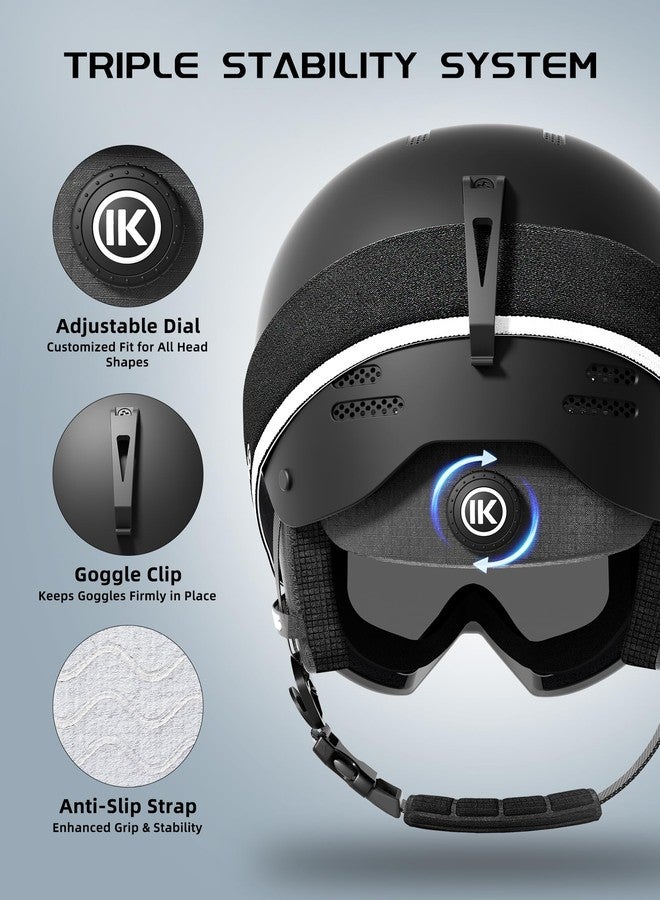 InnerKing Ski Helmet, Lightweight Adult Snowboard Helmet with Durable PC Shell, Shock-Absorbing EPS Foam & Soft Lining, Adjustable Fit & 12 Air Vents Snow Sport Helmet for Men and Women -Black M - Image 3