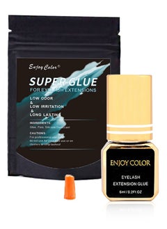 Enjoy Color Super Strength Eyelash Extension Adhesive-Super Eyelash Glue 6ml/1 Second Drying Time/Holds 7 Weeks/Maximum Adhesion/Black Adhesive Suitable for Semi-Permanent Extensions/Professional Supplies  - Image 1