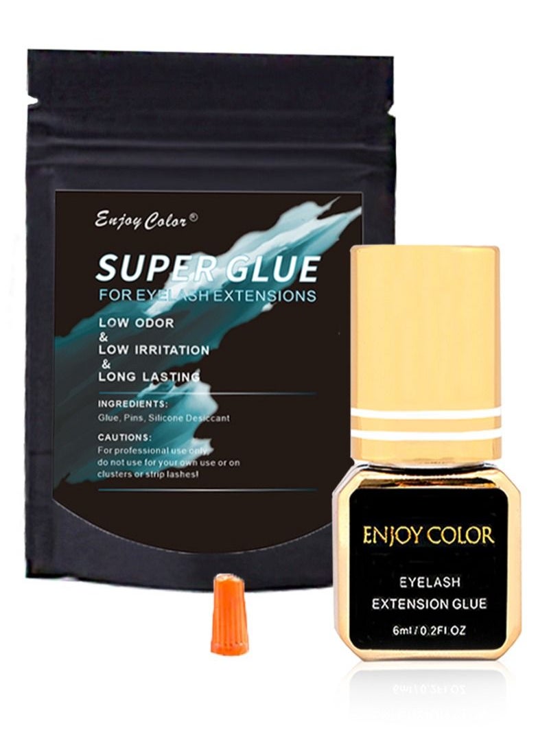 Enjoy Color - Super Strength Eyelash Extension Adhesive-Super Eyelash Glue 6ml/1 Second Drying Time/Holds 7 Weeks/Maximum Adhesion/Black Adhesive Suitable for Semi-Permanent Extensions/Professional Supplies - Image 1