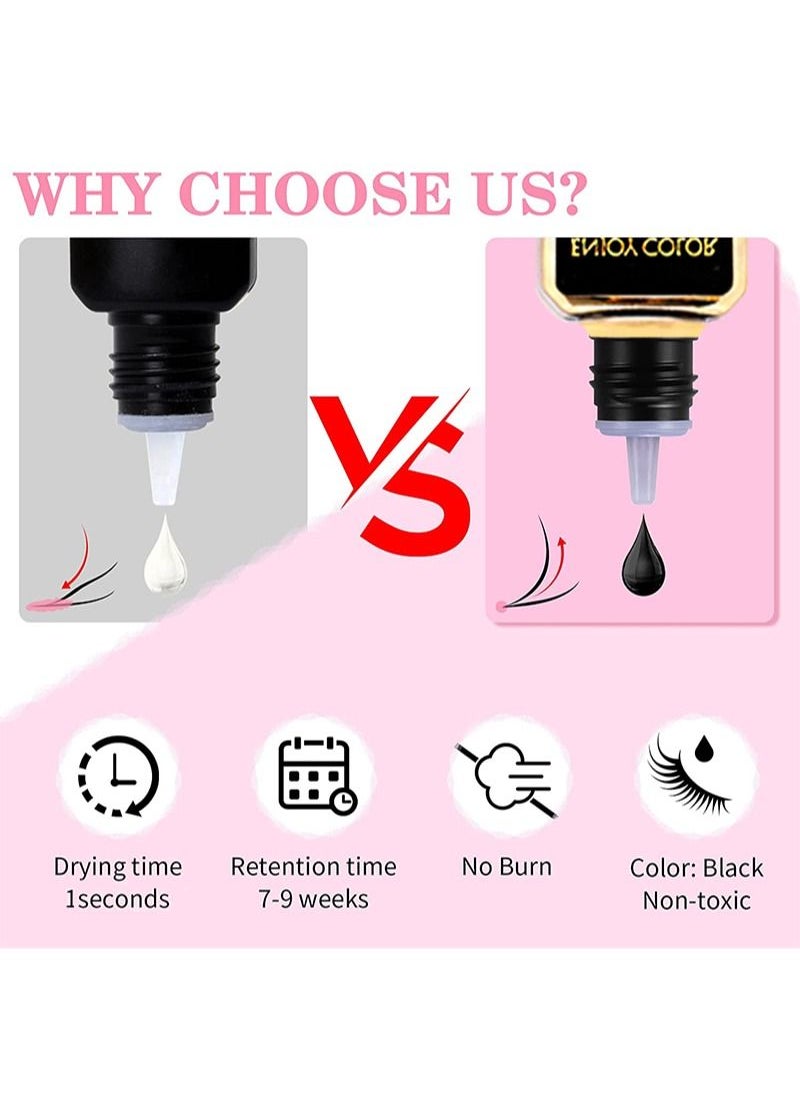 Enjoy Color - Super Strength Eyelash Extension Adhesive-Super Eyelash Glue 6ml/1 Second Drying Time/Holds 7 Weeks/Maximum Adhesion/Black Adhesive Suitable for Semi-Permanent Extensions/Professional Supplies - Image 1