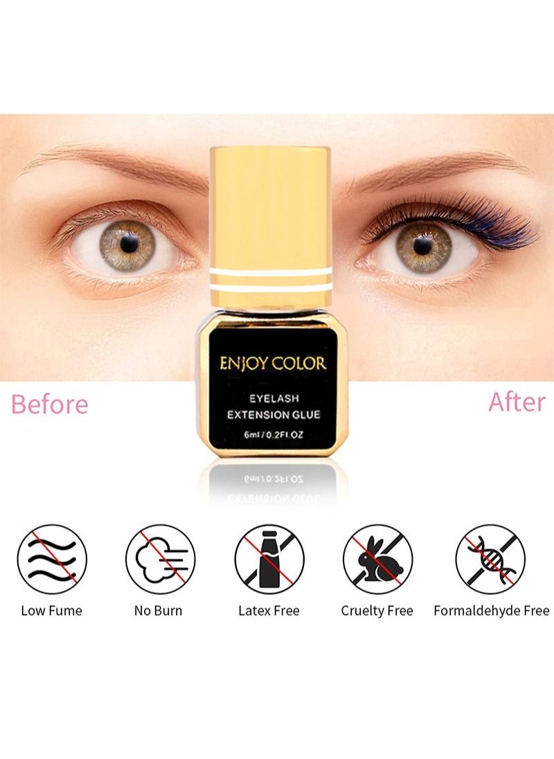 Enjoy Color - Super Strength Eyelash Extension Adhesive-Super Eyelash Glue 6ml/1 Second Drying Time/Holds 7 Weeks/Maximum Adhesion/Black Adhesive Suitable for Semi-Permanent Extensions/Professional Supplies - Image 1