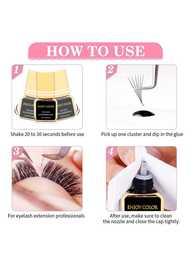 Enjoy Color - Super Strength Eyelash Extension Adhesive-Super Eyelash Glue 6ml/1 Second Drying Time/Holds 7 Weeks/Maximum Adhesion/Black Adhesive Suitable for Semi-Permanent Extensions/Professional Supplies - Image 1
