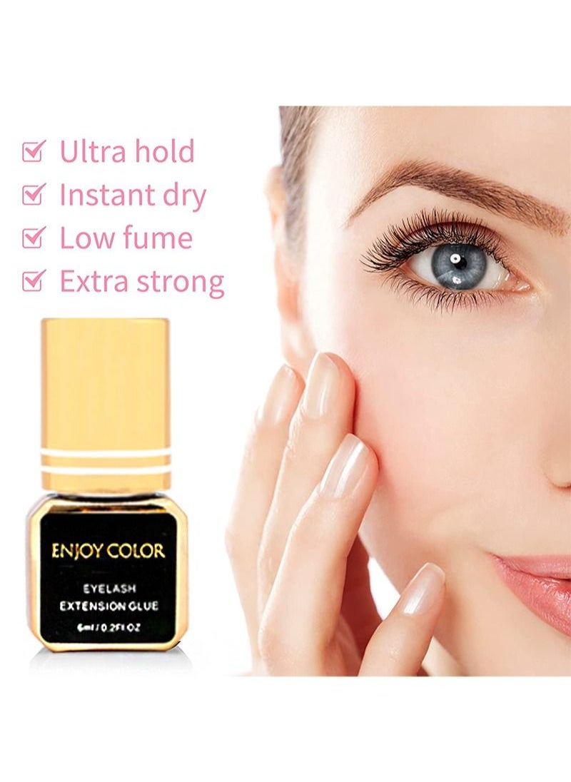 Enjoy Color - Super Strength Eyelash Extension Adhesive-Super Eyelash Glue 6ml/1 Second Drying Time/Holds 7 Weeks/Maximum Adhesion/Black Adhesive Suitable for Semi-Permanent Extensions/Professional Supplies - Image 1