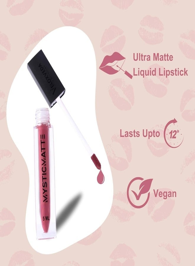 Veloxveda Mystic Matte Liquid Lipstick Combo (Pack of 2) - Shades: Natural Elegance (04) & Blood Lust (08) | 12HR Long-Stay, Waterproof & Smudge-Proof Matte Finish (10ml Total) - Image 4