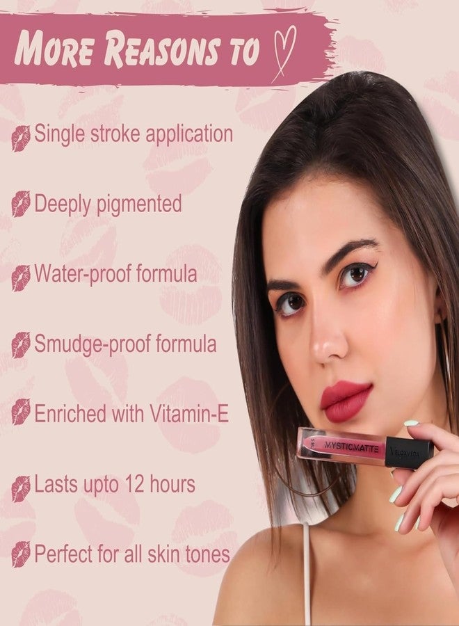 Veloxveda Mystic Matte Liquid Lipstick Combo (Pack of 2) - Shades: Natural Elegance (04) & Blood Lust (08) | 12HR Long-Stay, Waterproof & Smudge-Proof Matte Finish (10ml Total) - Image 5