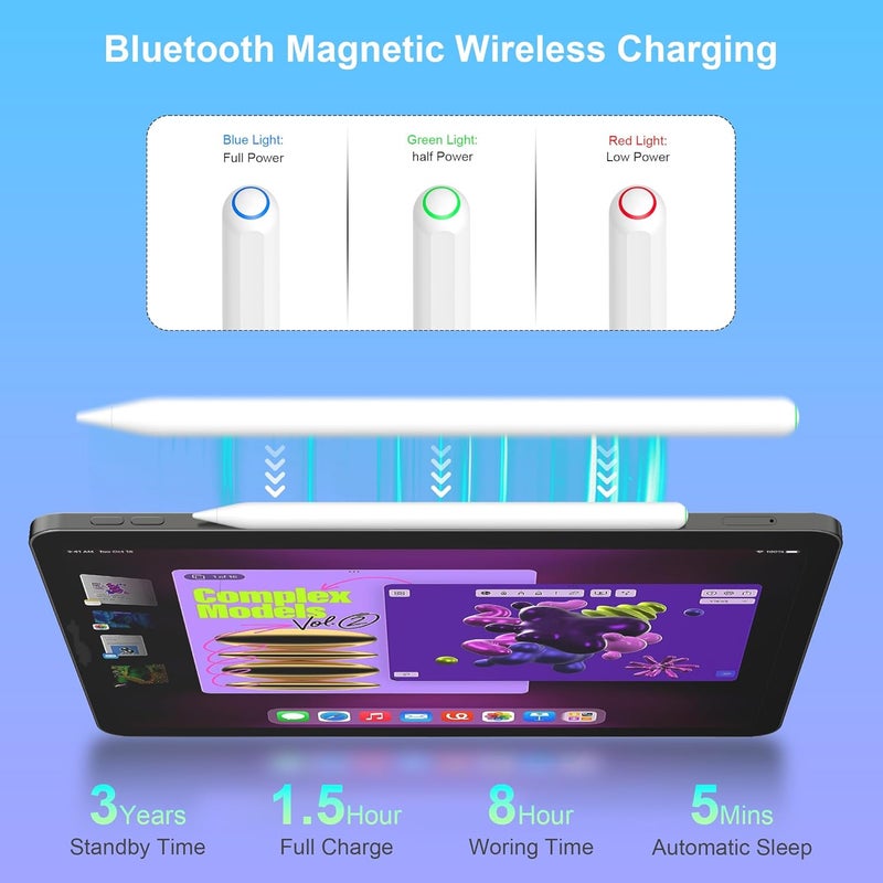 KASTWAVE Stylus Pen for iPad Pencil 2nd Generation with Magnetic Wireless Charging,Compatible with iPad Pro 12.9 in 3/4/5/6,with iPad Pro 11 inch 1/2/3/4,with iPad Air 4/5,with iPad Mini 6 - Image 2