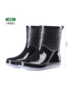 Generic New Style Kitchen Non-Slip Waterproof Flat Fashionable Rain Boots Womens Mid-Tube Fashionable Womens Adult Thick Bottom Rain Boots for Women3158 shoes-Black 3158 shoes-Black 