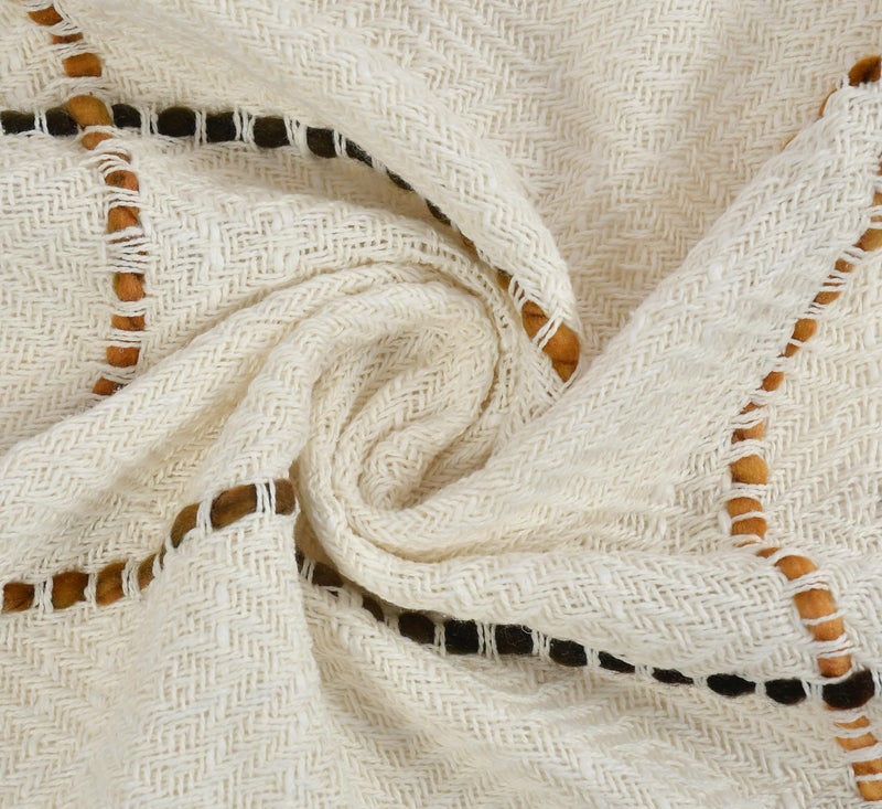 SASHAA WORLD Natural Multi Grid Patterned Handwoven Cotton Throw | Ideal for Your Home, Living Room, Sofa, Bed, Chair, Picnic & Used for Gift | 130X160 Cm, 100 Tc - Image 4