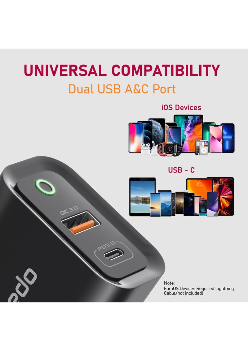 Moxedo - Moxedo Volton Plus 30W  PD  & QC 3.0 with USB-C Dual Ports  Fast Charger Power Delivery Adapter - Image 1