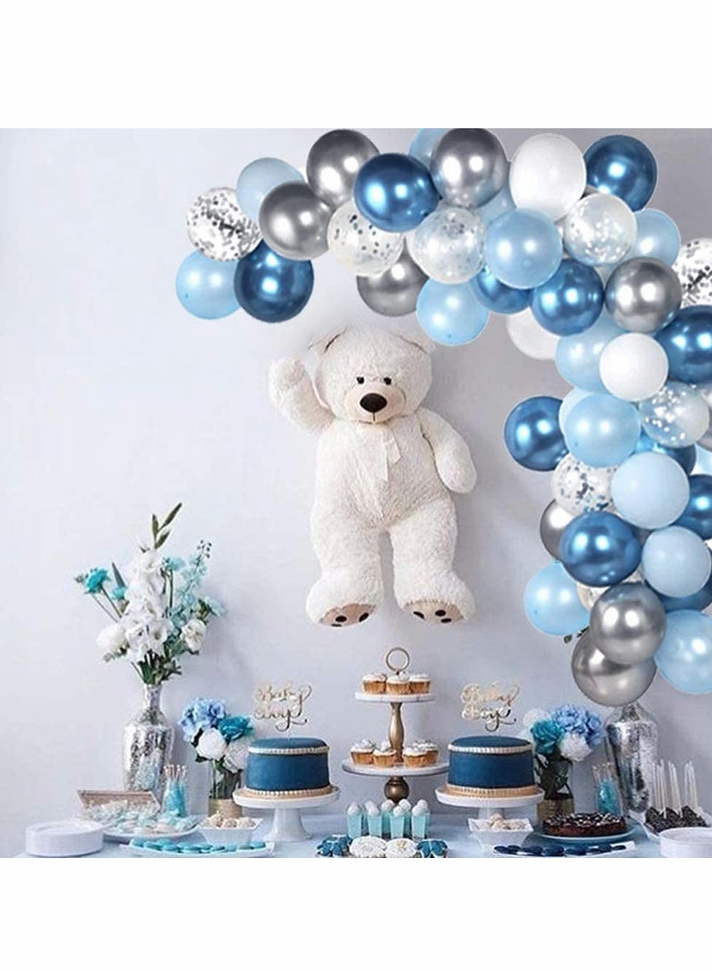 Zikra Blue Ocean Balloons Arch Kit, 104 Pcs Metallic Balloon, for Wedding Baby Shower Birthday, Wedding Anniversary Party Decorations, Blue Silver White Arch, Ocean theme Birthday Party Decor - Image 2