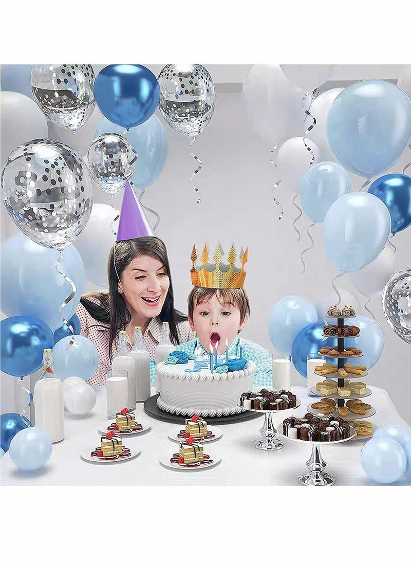 Zikra Blue Ocean Balloons Arch Kit, 104 Pcs Metallic Balloon, for Wedding Baby Shower Birthday, Wedding Anniversary Party Decorations, Blue Silver White Arch, Ocean theme Birthday Party Decor - Image 5