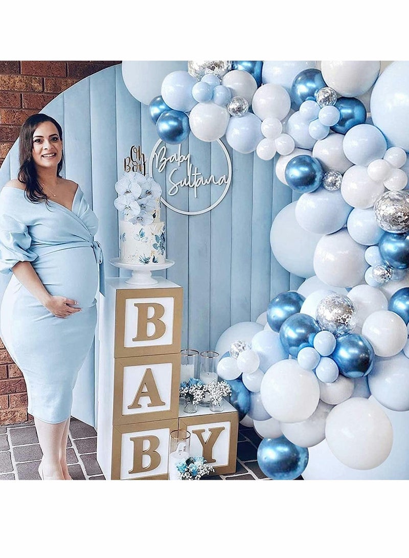 Zikra Blue Ocean Balloons Arch Kit, 104 Pcs Metallic Balloon, for Wedding Baby Shower Birthday, Wedding Anniversary Party Decorations, Blue Silver White Arch, Ocean theme Birthday Party Decor - Image 4