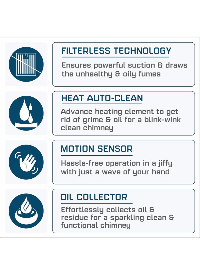 Elica - Elica 60cm 1500 m3hr BLDC Filterless Autoclean Kitchen Chimney TShape with 15 Years Warranty SPT FL 600 BLDC HAC LTW MS NERO Black Touch Control with Motion Sensor Control - Image 1