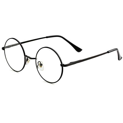 Kursan Small Round Clear Lens Glasses Non Prescription Circle Metal Frame Eyewear (Black) - Image 5