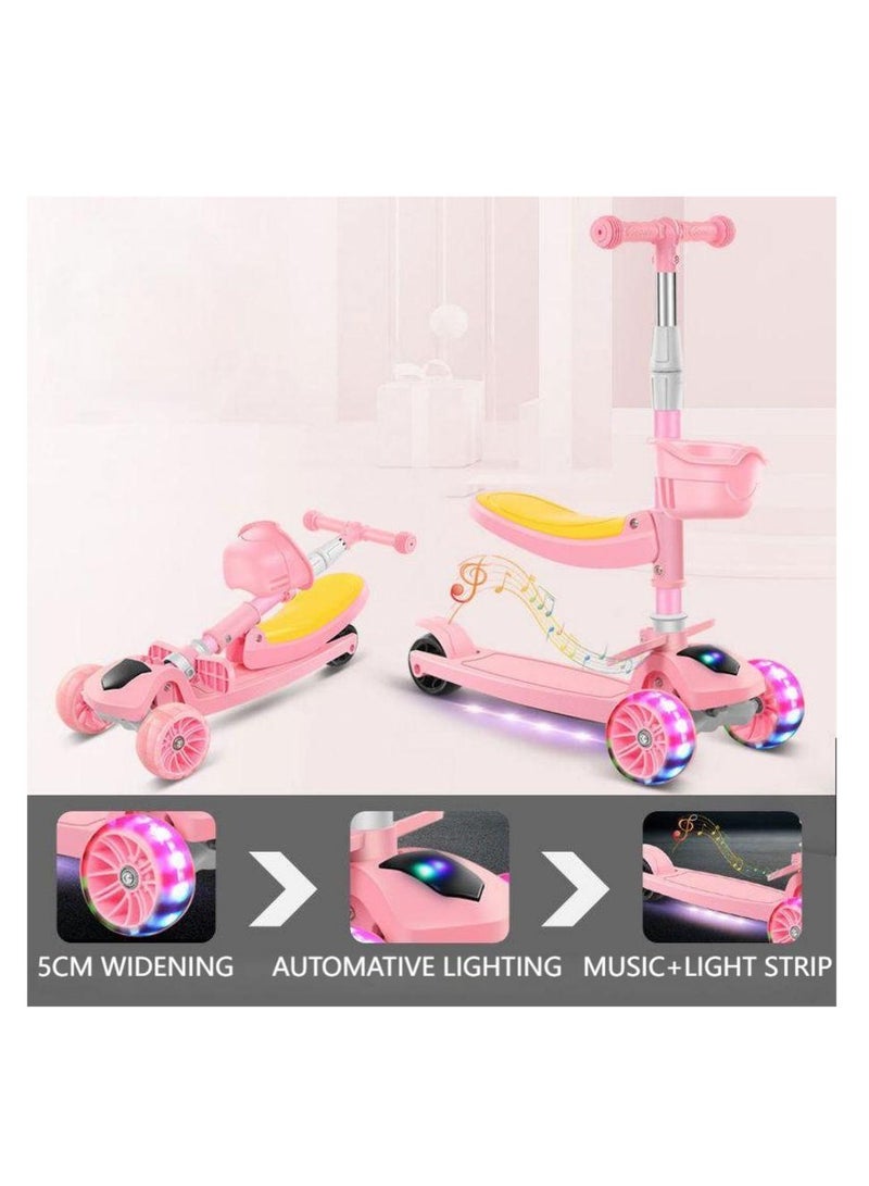 جونيوك اثنين في واحد سكوتر للأطفال ، 2-12 سنة سكوتر للأطفال ، والموسيقى والإضاءة عرض سكوتر للأطفال ، سكوتر القدم مع مقعد قابلة للطي ، دراجة ثلاثية العجلات ، وارتفاع قابل للتعديل - Image 2
