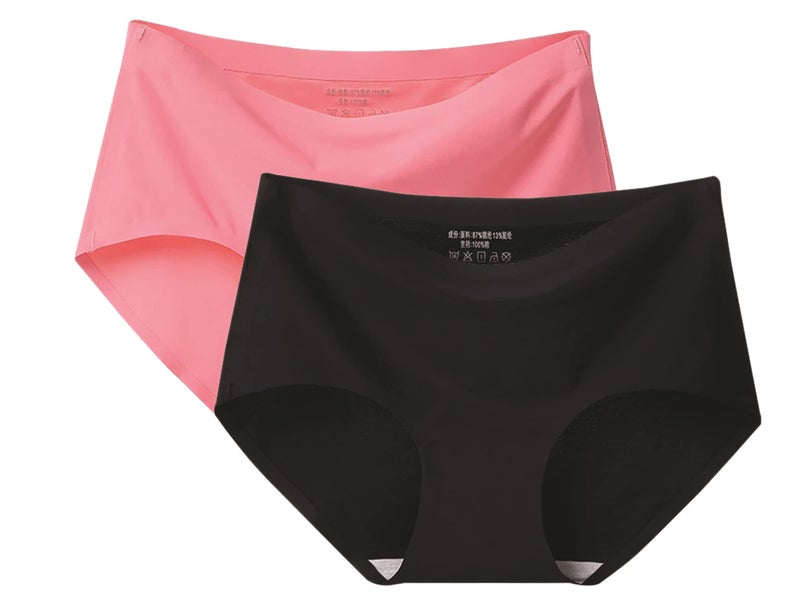 PLUMBURY Women's Other Hipsters (Pack of 2) (SEAMLESS HIPSTER PANTY_Black/Pink_M) - Image 1