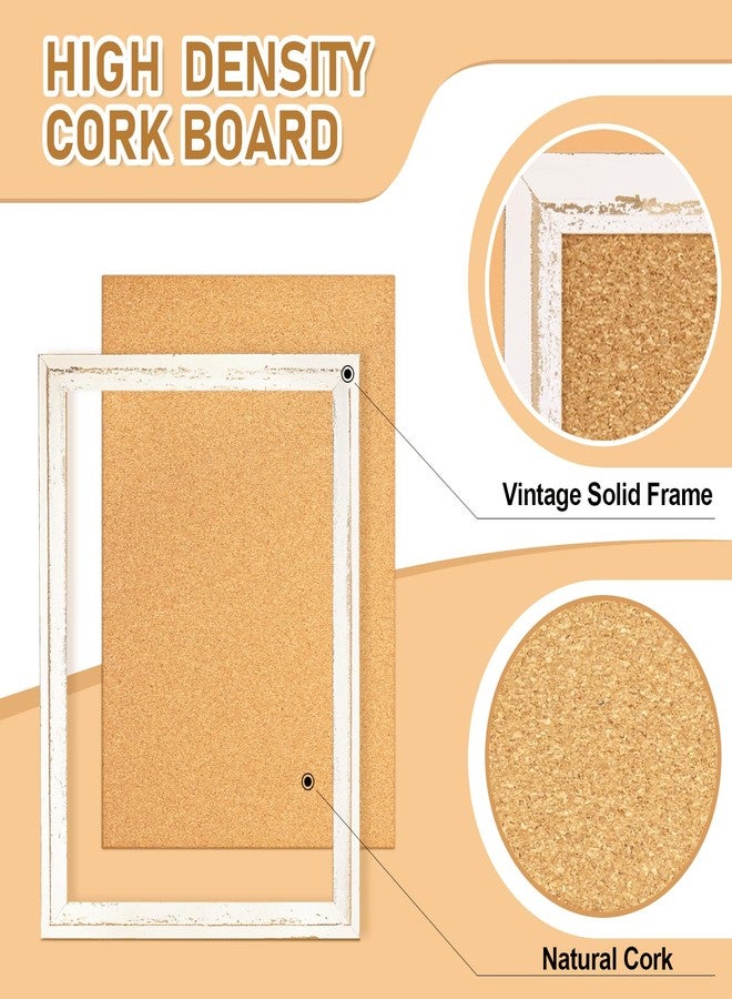 DOLLAR BOSS White Cork Board for Wall - 24 X 18 Inches, Rustic Wooden Frame Bulletin Board, Decorative Hanging Pin Board for Office & Home Decor - Image 3