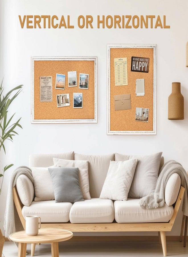 DOLLAR BOSS White Cork Board for Wall - 24 X 18 Inches, Rustic Wooden Frame Bulletin Board, Decorative Hanging Pin Board for Office & Home Decor - Image 5