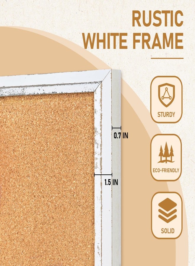 DOLLAR BOSS White Cork Board for Wall - 24 X 18 Inches, Rustic Wooden Frame Bulletin Board, Decorative Hanging Pin Board for Office & Home Decor - Image 4