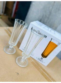 Generic Queen Cup Set of 6 Tall Ribbed Clear Glass Cups  - Image 4
