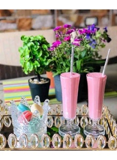 Generic Queen Cup Set of 6 Tall Ribbed Clear Glass Cups  - Image 1