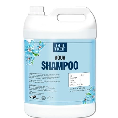Old Tree Aqua Hair Shampoo 5L for Hotel Rooms, Hospital, Guest House - Bulk Refill Shampoo Kit for Silky and Shiny Hair - Image 1