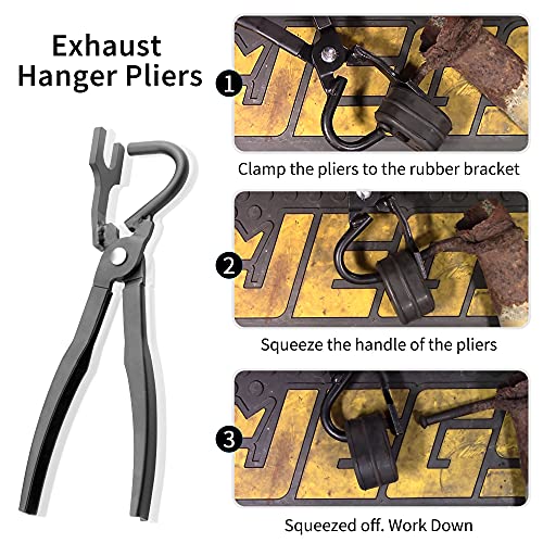 Sporthfish Exhaust Pliers Hanger Bracket Removal Pliers Separates Rubber Hangers Plier Supports 38350 Plier for All Car Pipe Exhaust Hanger Bracket Great Automotive Tools, Black - Image 2