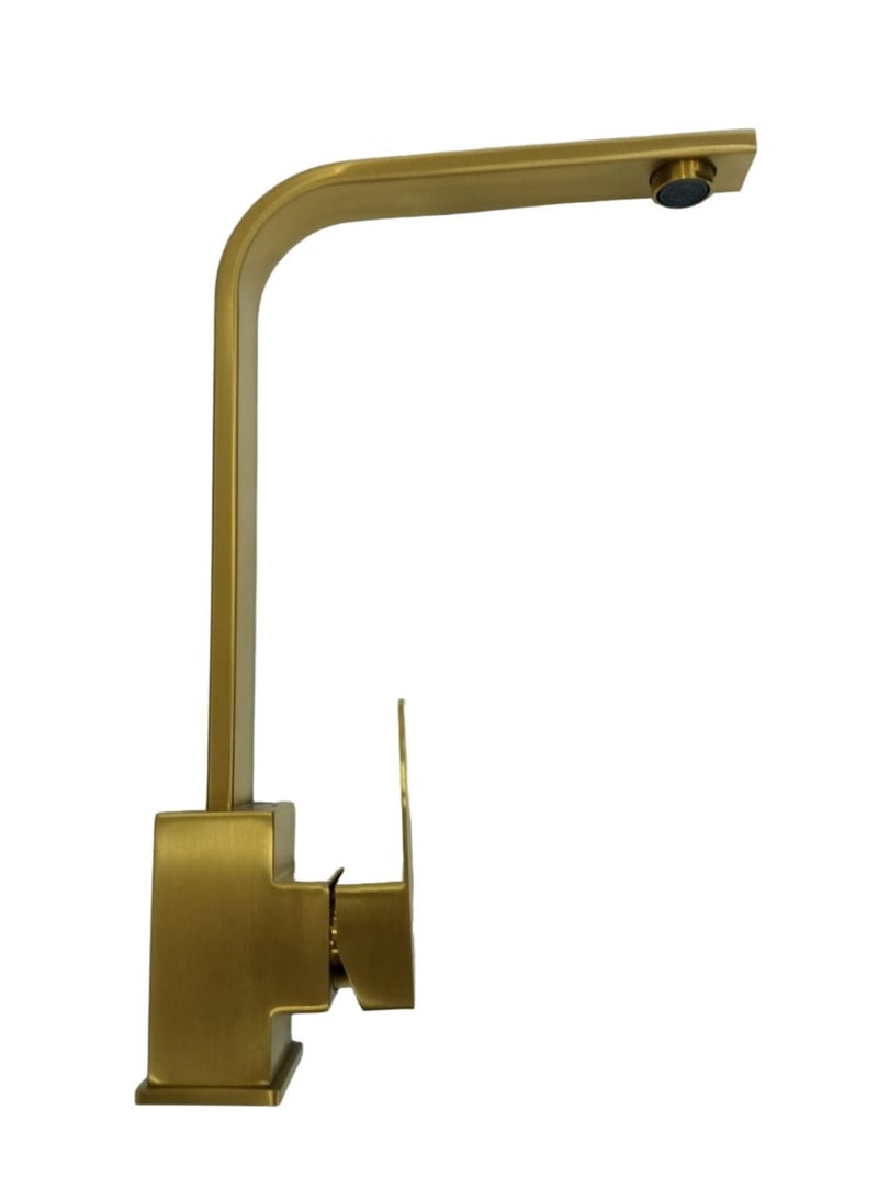 D&N Modern 304 Stainless Steel Gold Kitchen Sink Faucet with Hot and Cold Control" - Image 1