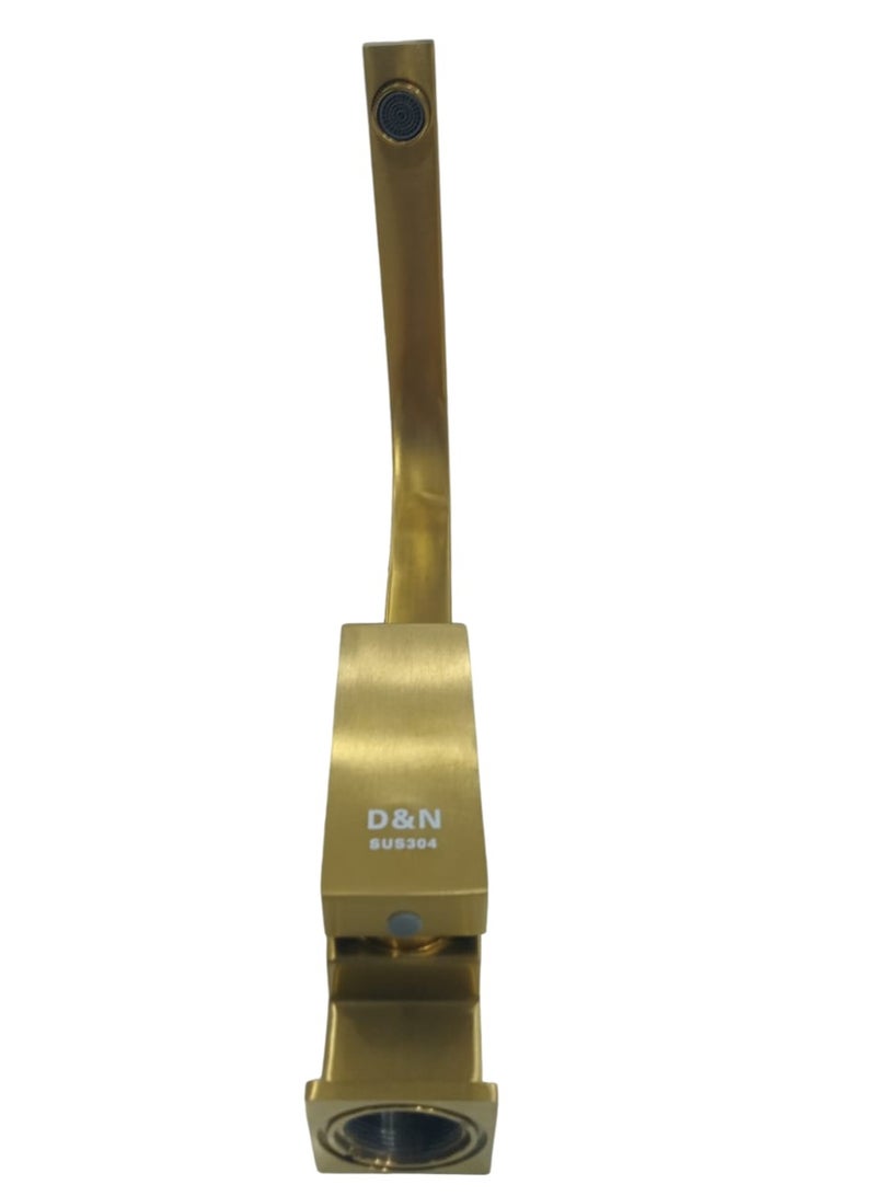 D&N Modern 304 Stainless Steel Gold Kitchen Sink Faucet with Hot and Cold Control" - Image 5