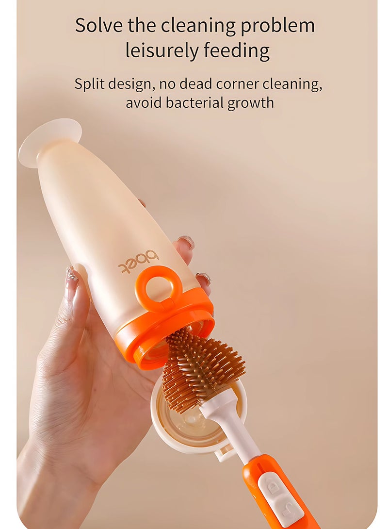 Twisoo Silicone Baby Food Feeder Bottle with Flip Button- 120ML BPA-Free Squeeze Feeder for Toddlers, Ideal for Semi-Solid Foods, Cereals, Purees & Anti-Colic Design (Orange) - Image 5