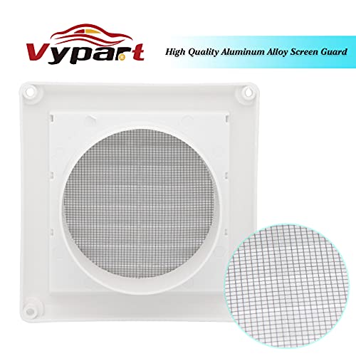 Vypart 4" Louvered Dryer Vent Cover by Vypart - Exterior Wall Air Vent Cap Replacement with Fabric Fine Screen, Soffit Vent Cover Outdoor/Outside with 4 Screws,Easy Install - Image 2
