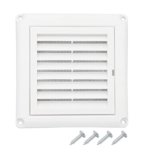 Vypart 4" Louvered Dryer Vent Cover by Vypart - Exterior Wall Air Vent Cap Replacement with Fabric Fine Screen, Soffit Vent Cover Outdoor/Outside with 4 Screws,Easy Install - Image 1