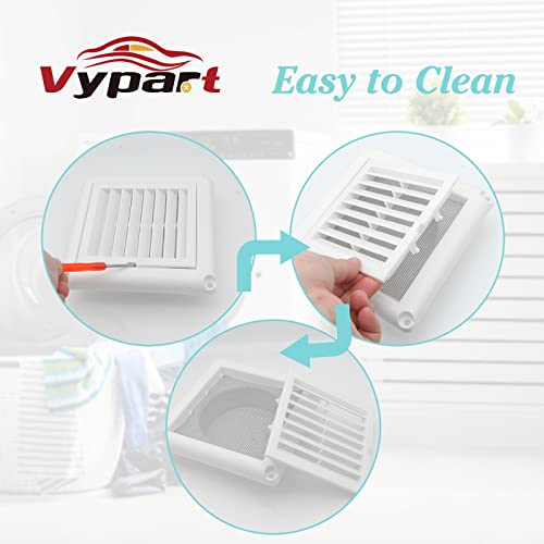 Vypart 4" Louvered Dryer Vent Cover by Vypart - Exterior Wall Air Vent Cap Replacement with Fabric Fine Screen, Soffit Vent Cover Outdoor/Outside with 4 Screws,Easy Install - Image 4