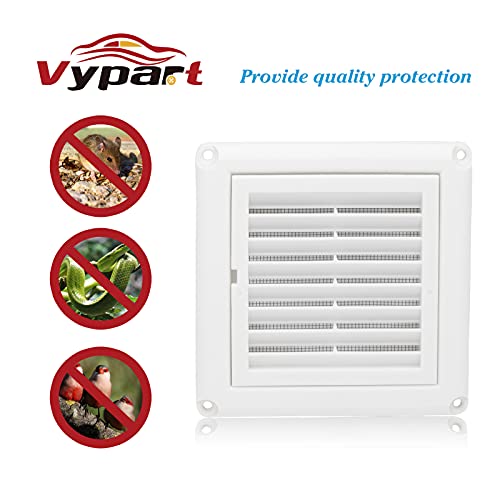 Vypart 4" Louvered Dryer Vent Cover by Vypart - Exterior Wall Air Vent Cap Replacement with Fabric Fine Screen, Soffit Vent Cover Outdoor/Outside with 4 Screws,Easy Install - Image 5
