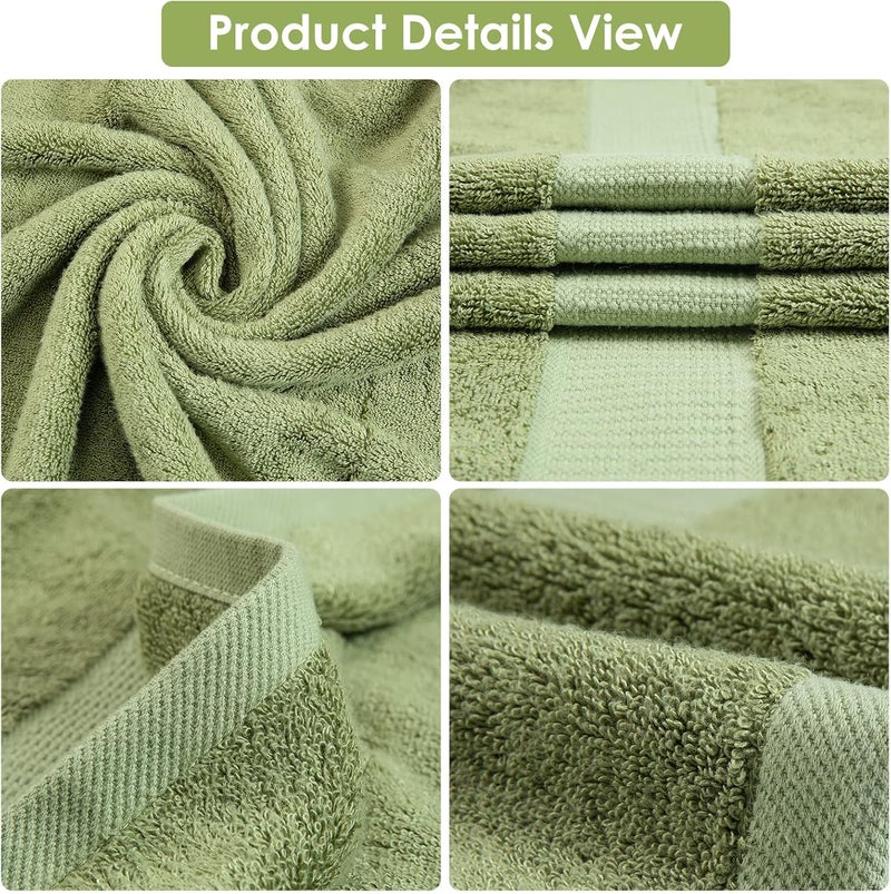 CANFOISON 3PC Bathroom Towel Set for Face and Body Sensitive Skin Pine Green Luxury Towels Set for Adult Students Kids Baby Super Soft Highly Absorbent Towels Set for Bathroom 3 PC - Image 3