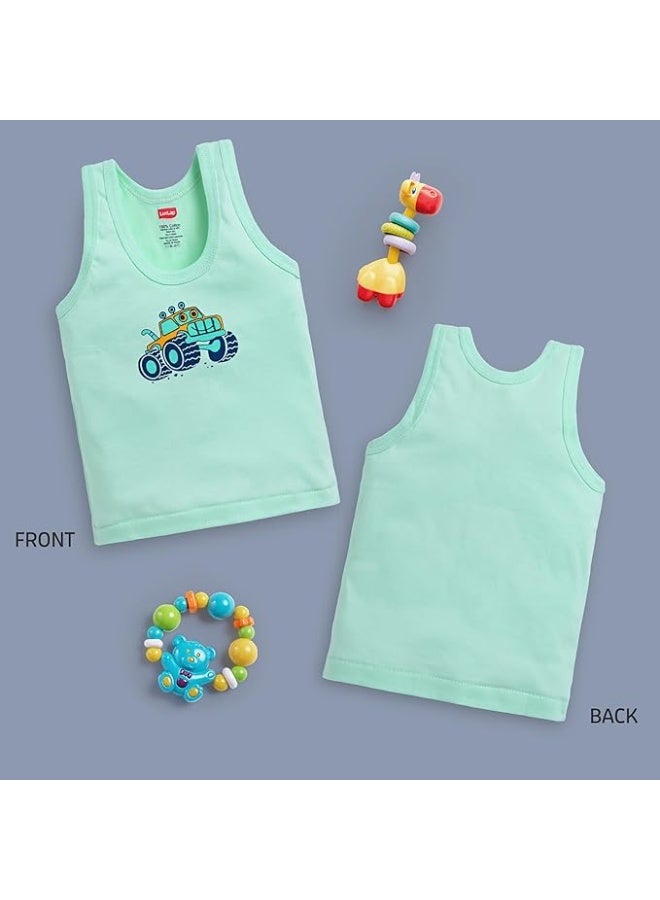 LuvLap Baby Boys Regular Fit 100% Cotton Vest Pack Of 6 - Image 4