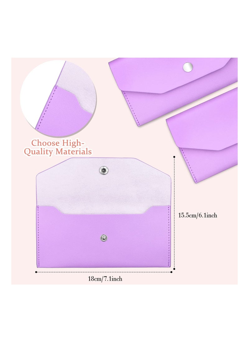 Generic - 11 Pieces Cash Envelope Wallet PU Leather Cash Envelopes Cash Wallet Reusable Budget Envelope Cash Dividers for Wallets with Cash Envelope Tab Stickers for Bill Planner (Purple Wallet) - Image 1