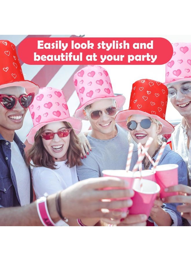Shyyween 6 Pieces Valentine's Day Top Hats Pink Red Valentine Party Heart Top Hat Costume Accessories for Adult Valentine's Day Cosplay Performance Party Supplies - Image 4