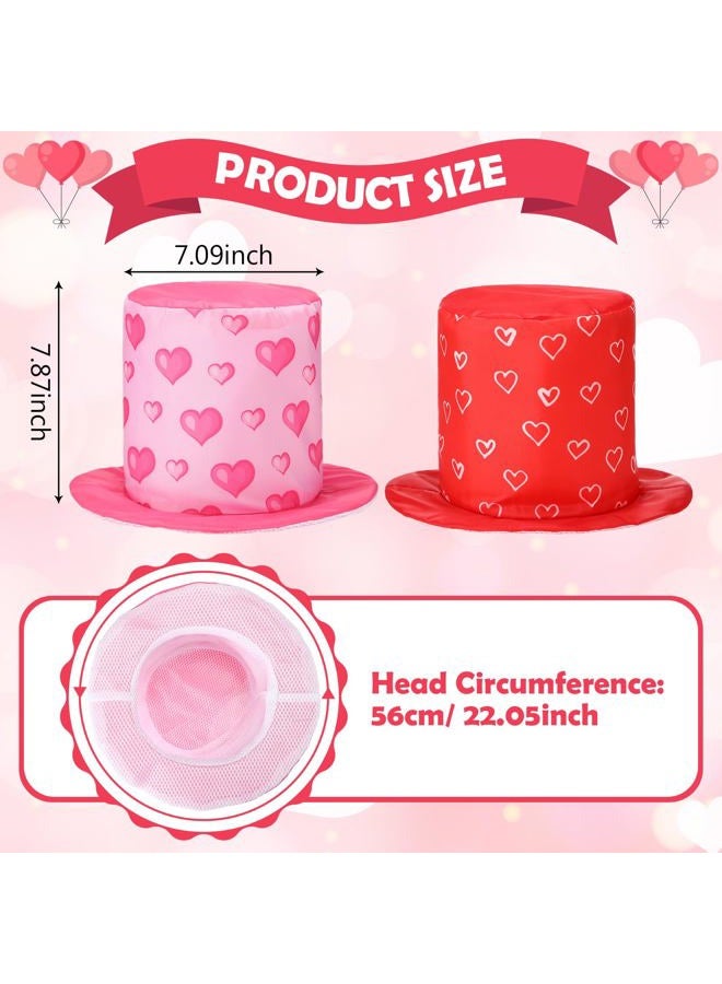 Shyyween 6 Pieces Valentine's Day Top Hats Pink Red Valentine Party Heart Top Hat Costume Accessories for Adult Valentine's Day Cosplay Performance Party Supplies - Image 3