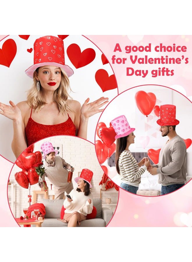 Shyyween 6 Pieces Valentine's Day Top Hats Pink Red Valentine Party Heart Top Hat Costume Accessories for Adult Valentine's Day Cosplay Performance Party Supplies - Image 2
