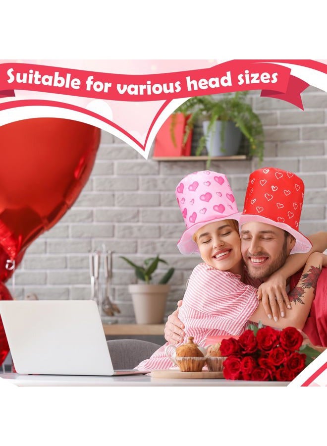 Shyyween 6 Pieces Valentine's Day Top Hats Pink Red Valentine Party Heart Top Hat Costume Accessories for Adult Valentine's Day Cosplay Performance Party Supplies - Image 5