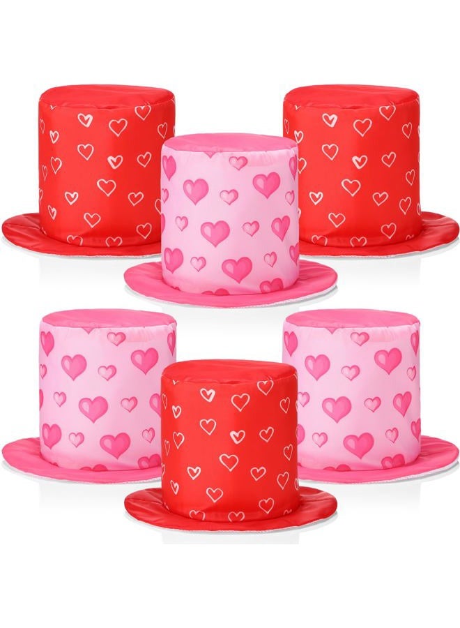 Shyyween 6 Pieces Valentine's Day Top Hats Pink Red Valentine Party Heart Top Hat Costume Accessories for Adult Valentine's Day Cosplay Performance Party Supplies - Image 1