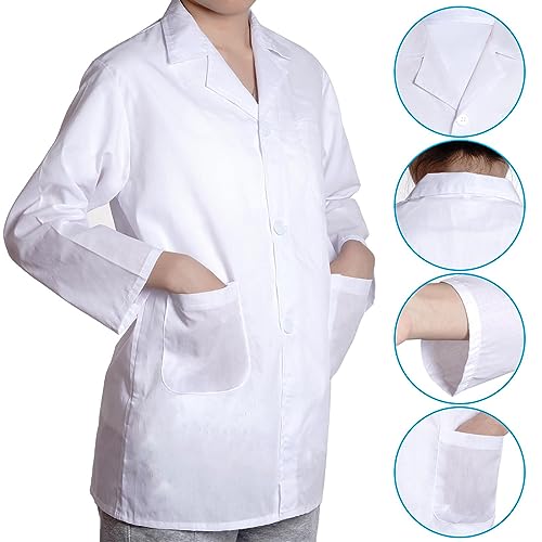 mifengda Doctor Scientist Costume Kids Lab Coat Costume and Goggles for Kids Children Scientist Doctor Dress Up Kit with Goggles ID Card Magnifying Glass for Kid Halloween Role Play - Image 4