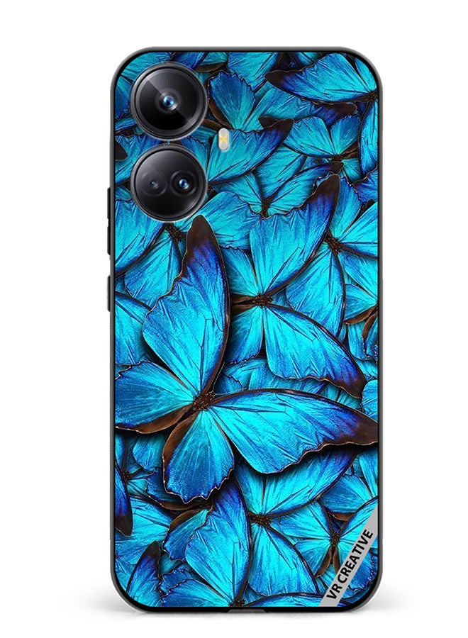 VR CREATIVE Protective Case Cover For Realme 10 Pro Plus Blue Butterfly Design Multicolour - Image 1