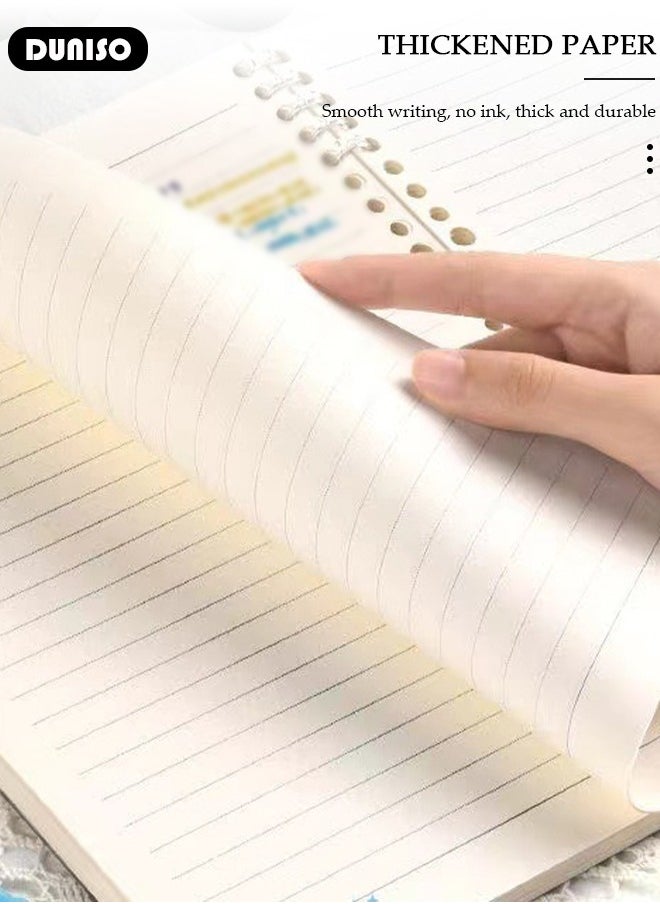 DUNISO A5 Student Specific Loose Leaf Notebook,Inspirational Removable Notebook with Thick Horizontal Grid,Non Irritating, Detachable,60Sheets/120Pages Loose-Leaf Paper,80gsm White Paper  - Image 4