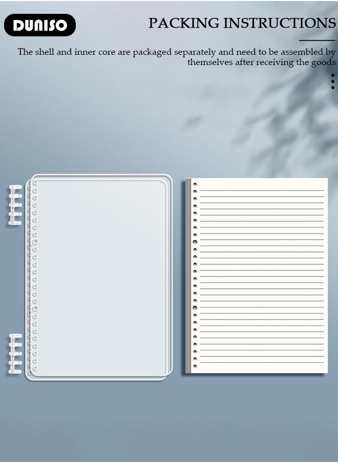 A5 Student Specific Loose Leaf Notebook,Inspirational Removable Notebook with Thick Horizontal Grid,Non Irritating, Detachable,60Sheets/120Pages Loose-Leaf Paper,80gsm White Paper