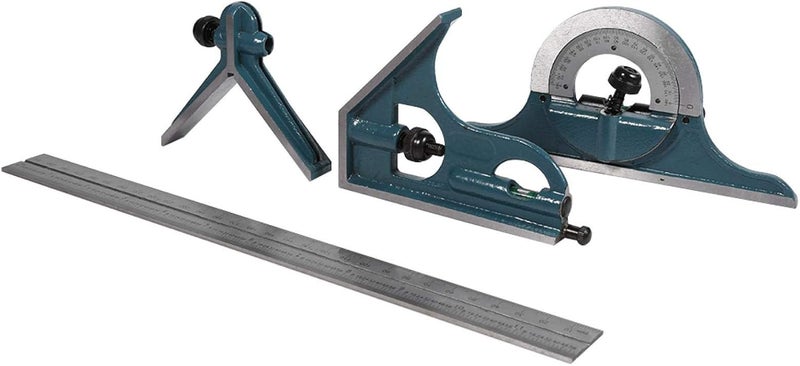 كلاراكو منقلة مربعة من الفولاذ المقاوم للصدأ، بزاوية 180 درجة قابلة للتعديل، مجموعة قياس مركبة لقياس الزوايا الداخلية والخارجية للأجزاء - Image 1