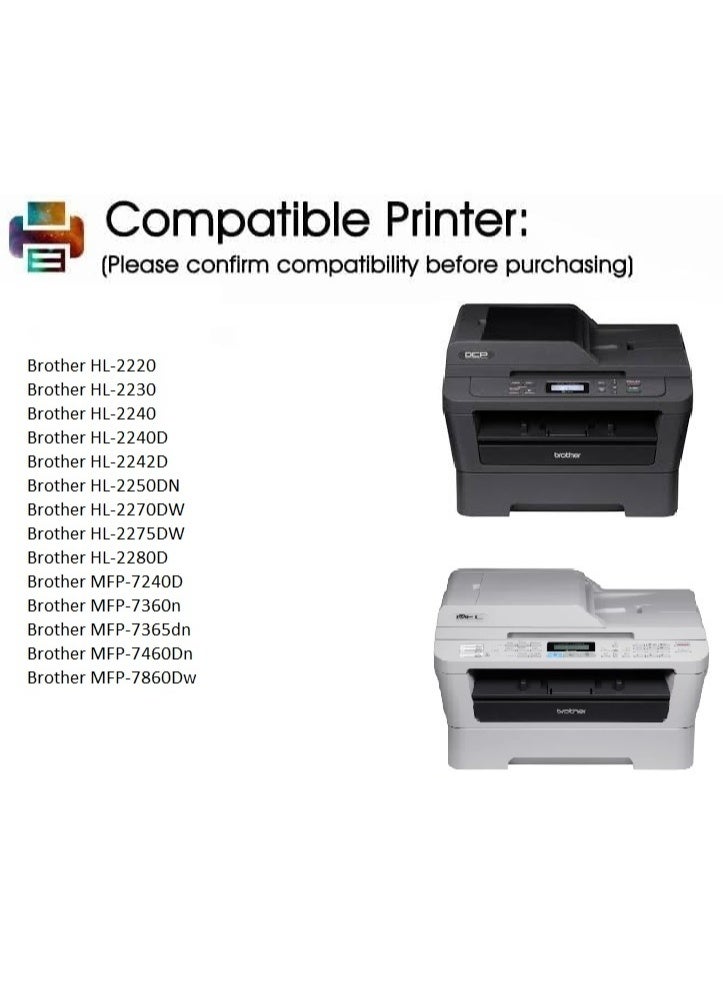خراطيش حبر بديلة TN-450 سوداء لطابعات Brother HL 2220، 2230، 2240D، 2270، HL 2275DW، 2280DW، DCP 7060D، DCP 7065DN، MCF 7240، 7360N، 7365DN، 7860DW (أسود) - Image 5